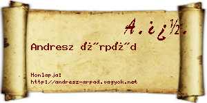 Andresz Árpád névjegykártya